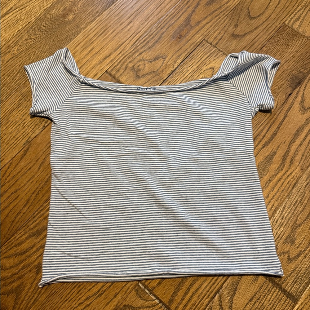 Brandy Melville Black and White Striped Short Sleeve Tee